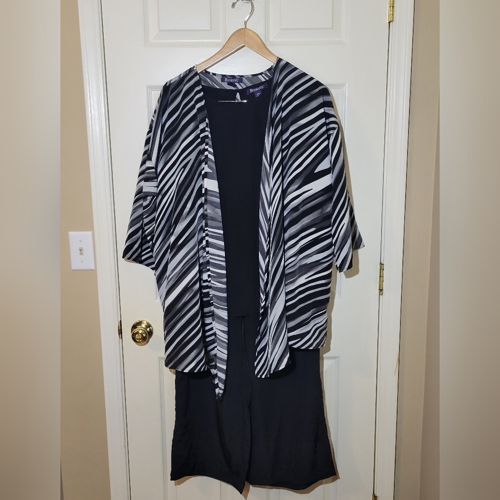 Three piece pantsuit.